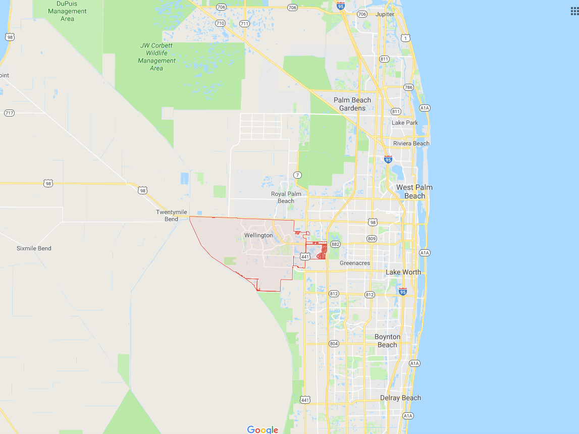 ウェリントンは南フロリダにある。ウェストパームビーチから車で約30分。