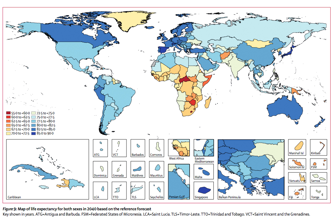 平均寿命 世界地図