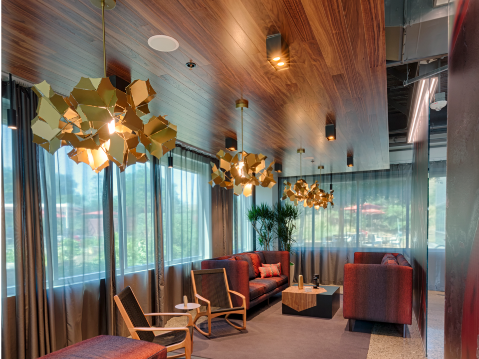 設計者によると、照明器具と天井は塩の形状をイメージしている