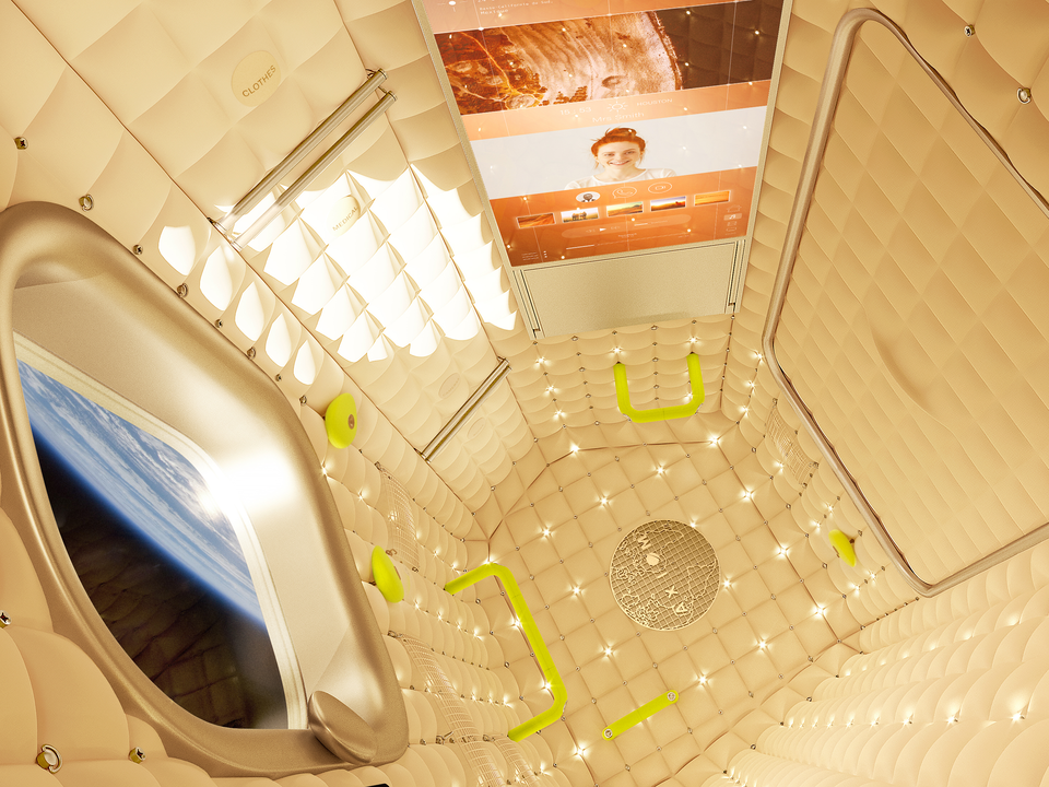 スタルクはステーションの内部を「巣ごもりできる、快適でフレンドリーな卵のよう」に設計した