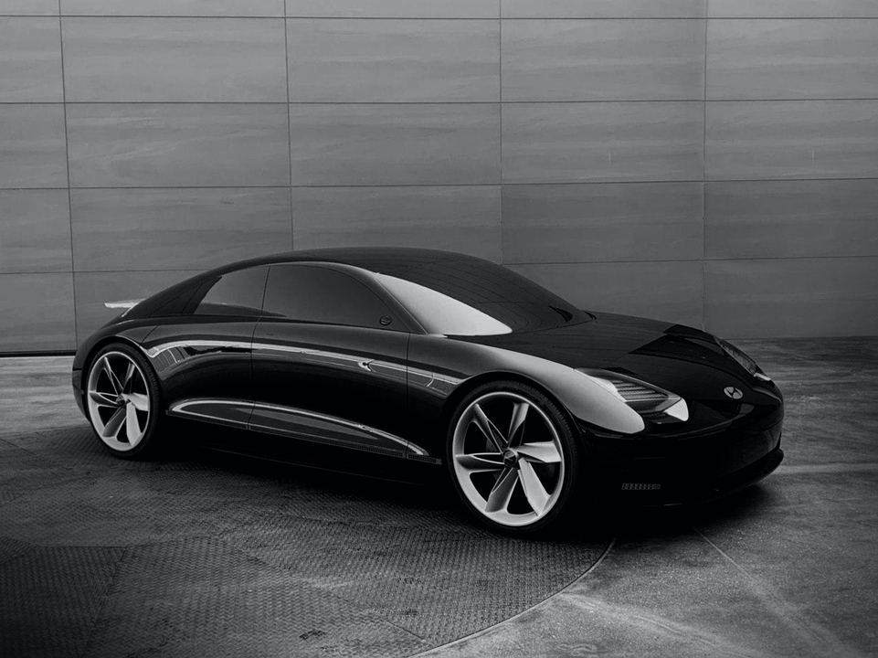 ヒュンダイは、このコンセプトカーに長いホイールベースと最小限のオーバーハングを与えて、その流線型でエレガントな外観を強調した