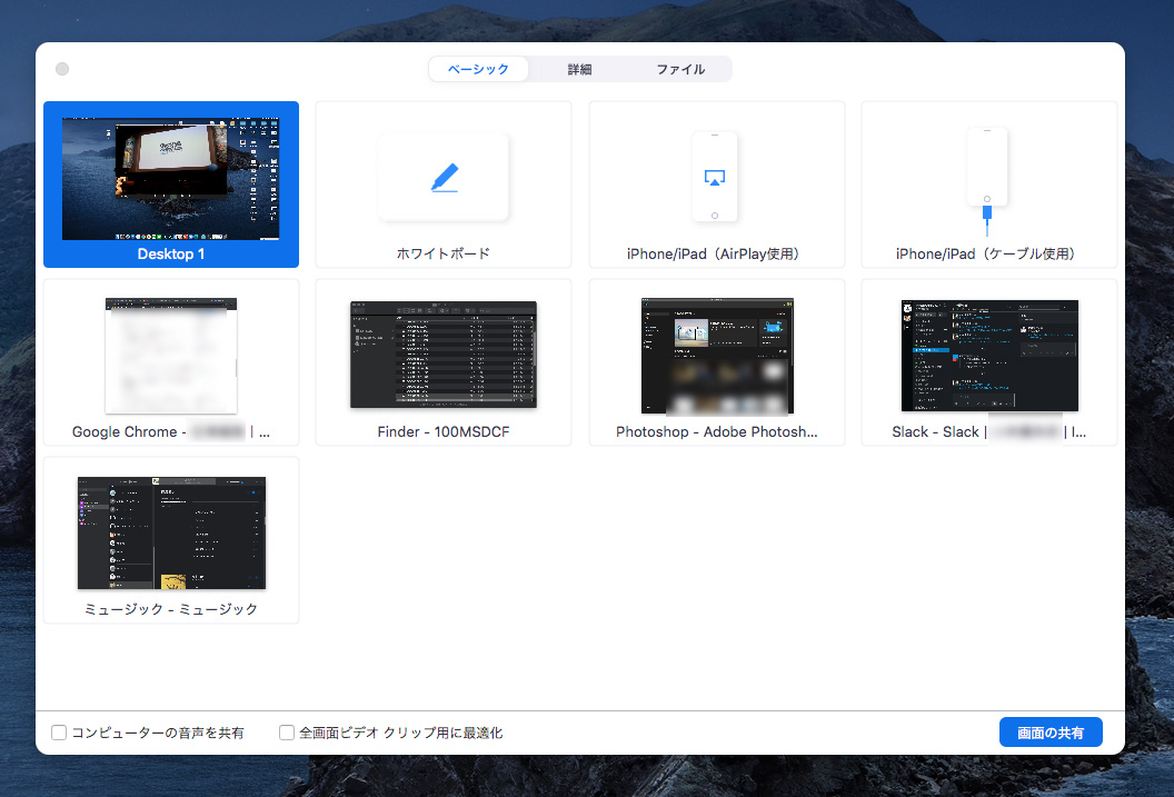 画面共有オプション