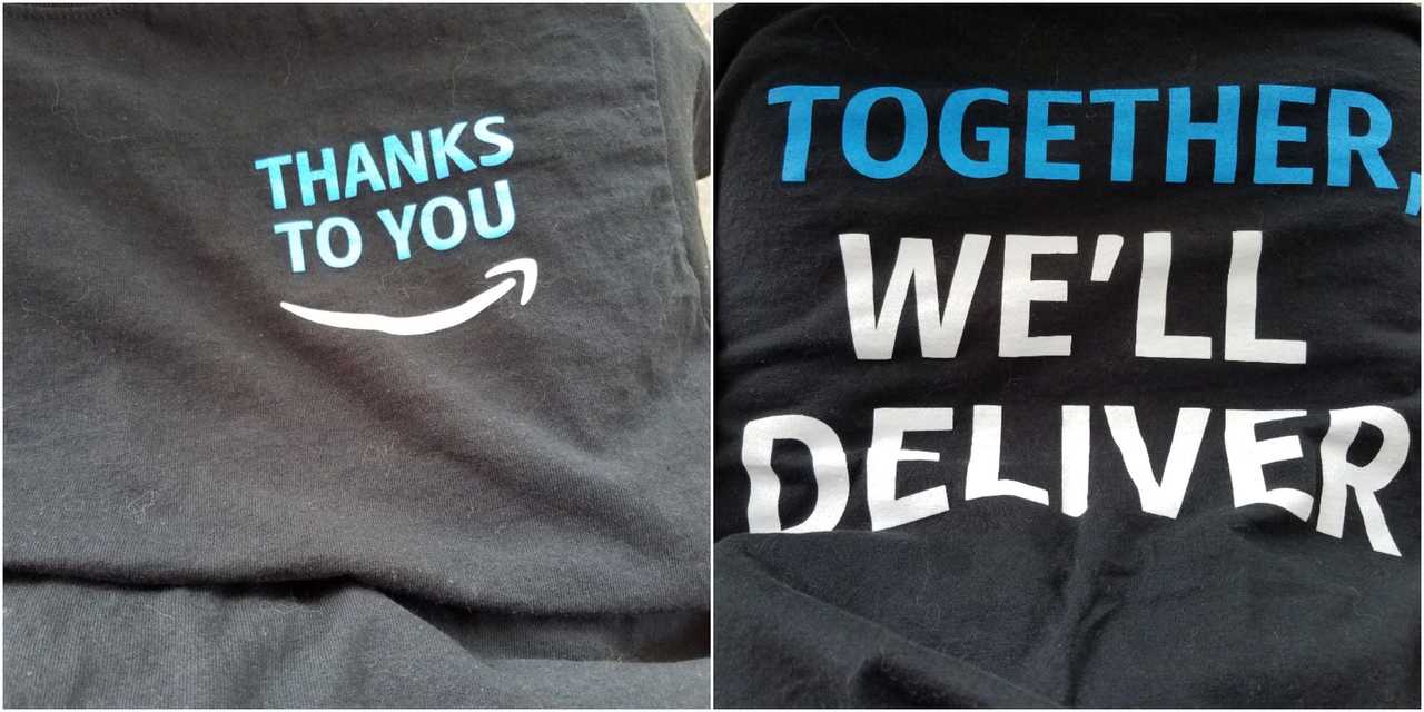 アマゾンが配布したTシャツ。
