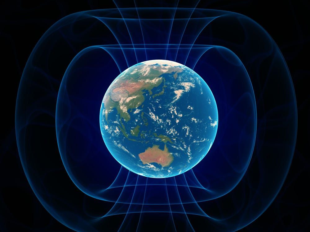 地球の磁場の想像図。