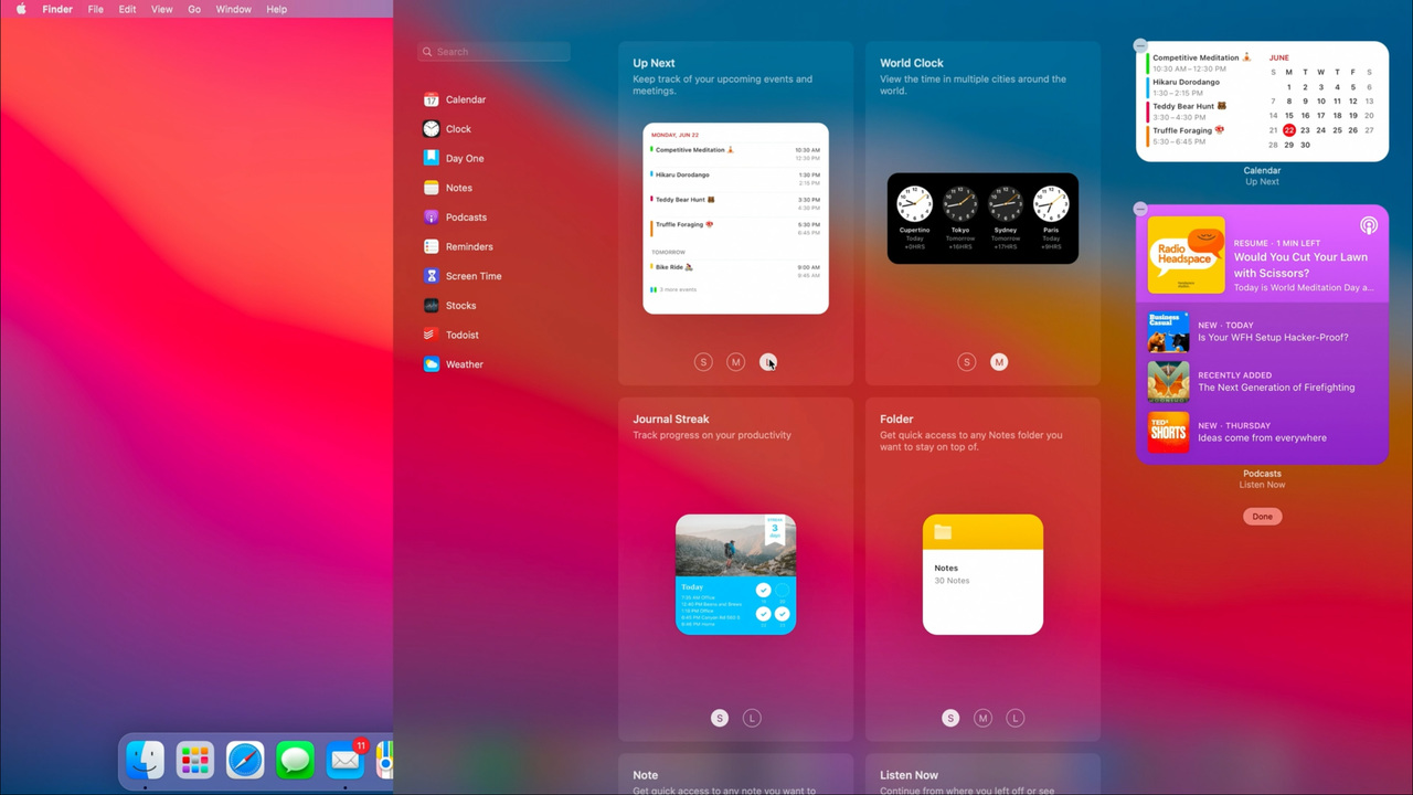 macOS Big Surでも、iOS14の目玉機能である｢ウィジェットの強化｣が図られている