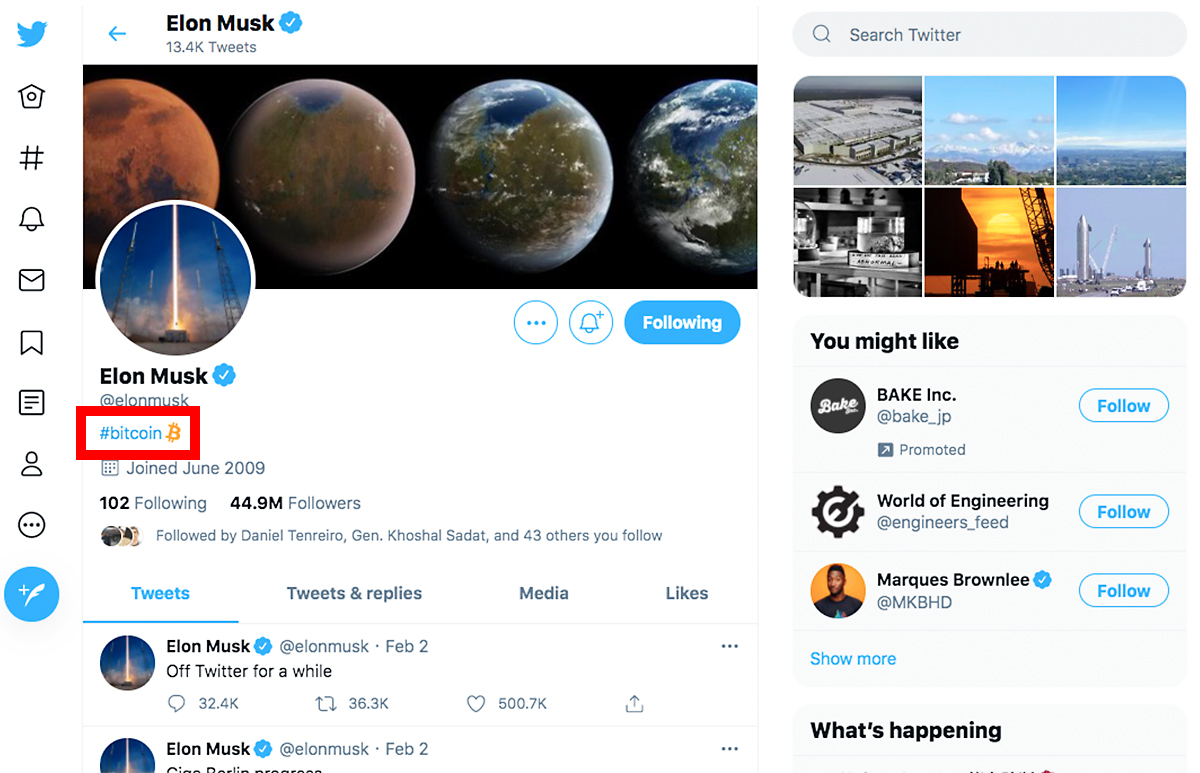 テスラがビットコイン1600億円購入。イーロン・マスクの「謎ツイート」と株価急上昇の微妙な関係 | Business Insider Japan