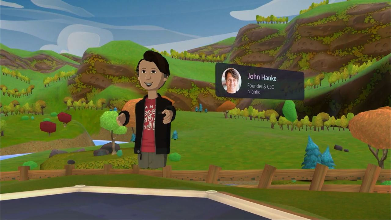 アバターとして登壇した、ナイアンティックのジョン・ハンケCEO