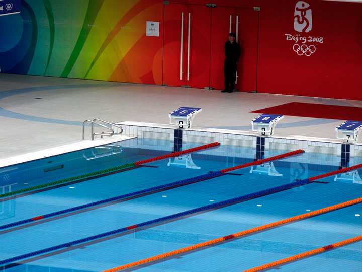 五輪が開催されたプール。