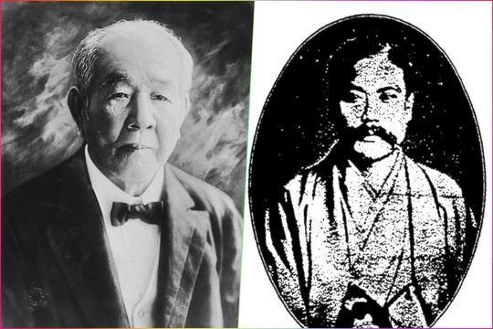 渋沢栄一（左）と岩崎彌太郎。