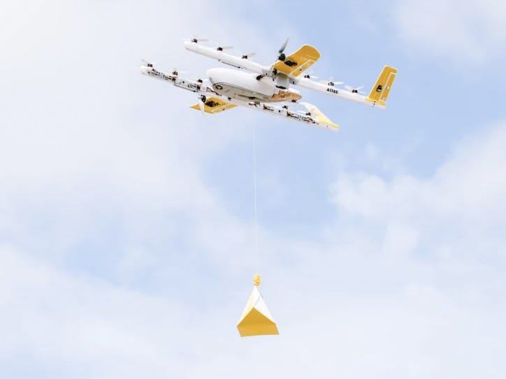 ウイングのドローンによる配送サービス