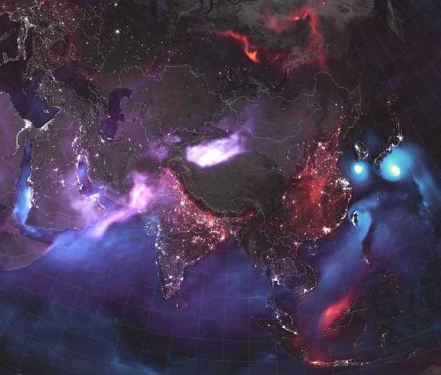 世界中の熱帯低気圧、砂嵐、火災