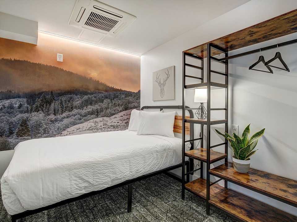 The micro room in the Pad hotel and hostel in Silverthorne, Colorado