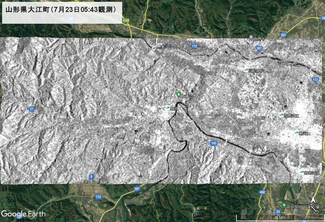 レーダー衛星が捉えた、山形県の記録的大雨の現状…新潟・北陸でも