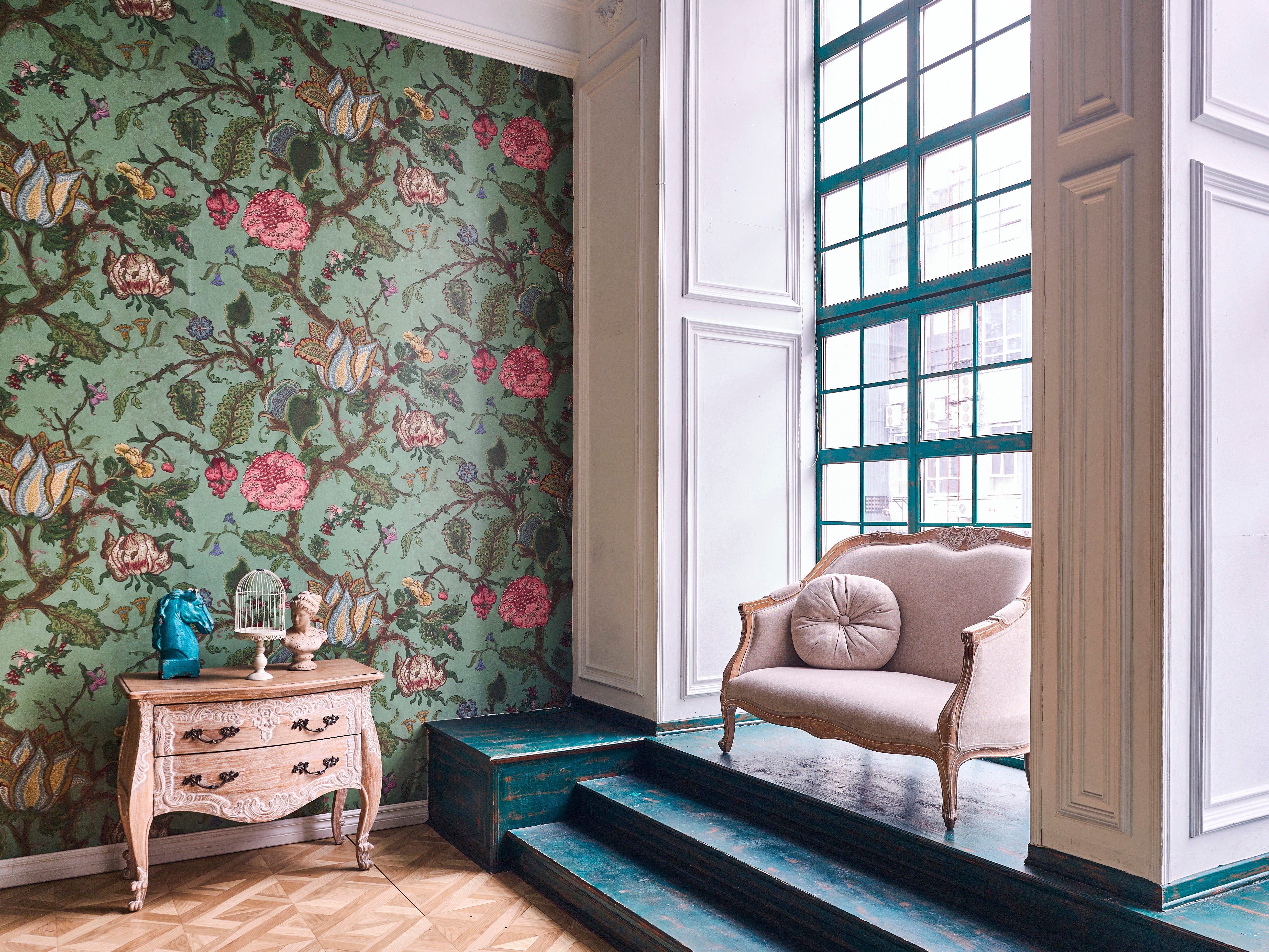 ISAPEE モダンな幾何学的なリビングルームゴールドリビングルーム寝室の背景壁画壁画背景壁 クリーム色の壁のあるリビング ルームに革のソファとインテリアの背景にモックアップ フレーム | Premium写真