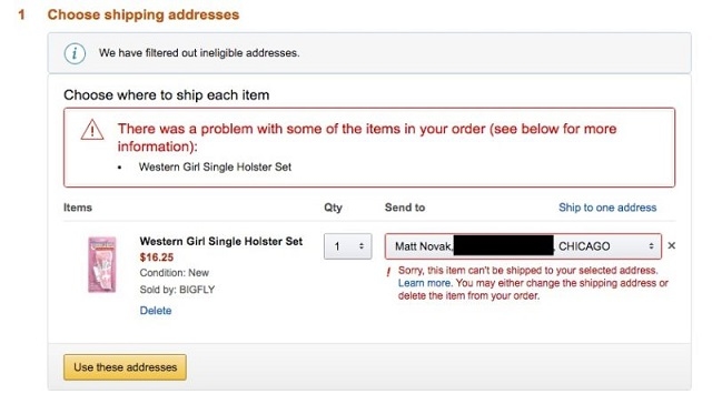 シカゴ市などがレプリカ銃を規制 Amazon スクリーンショット
