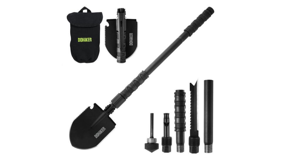 もしもの時やアウトドアで活躍! ナイフやハンマー・のこぎりなど16種機能が詰まった折り畳み式シャベル