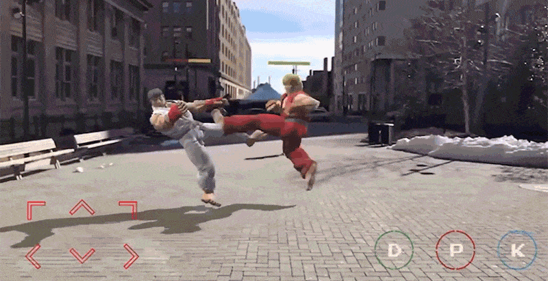 現実のストリートで波動拳！ iPhoneのAR Kitで『ストリートファイター2』を再構築