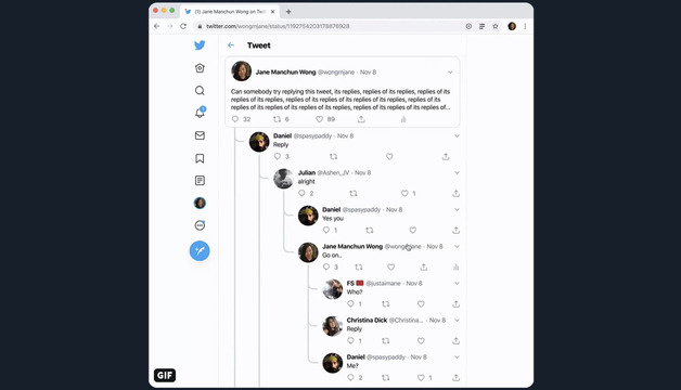 Twitterがツリー表示をテスト中。コレめちゃくちゃ見やすい