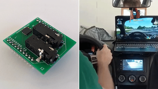 マイカーを、レーシングゲームのコントローラーにしちゃえる小さな基板。1100円でできちゃいました