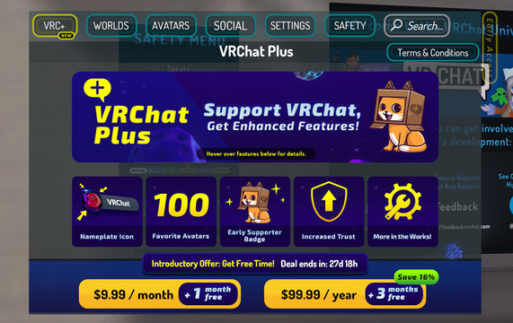 VRChatのサブスクプラン「VRChat Plus」が始まりました
