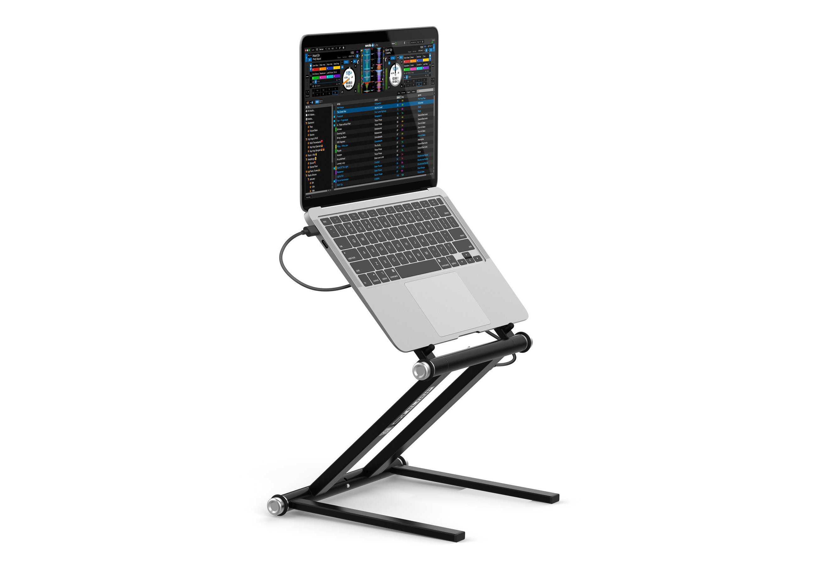 USBハブ内蔵のDJ向けラップトップスタンド。リモートワークにも良さげ