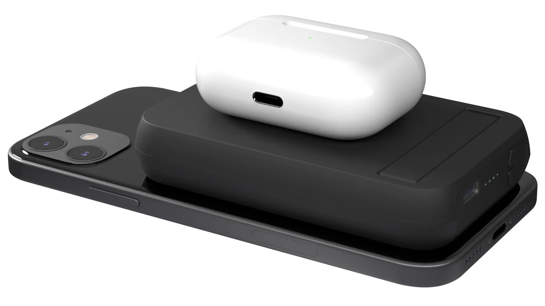 iPhoneもAirPodsも一度にワイヤレスチャージする「両面」バッテリー