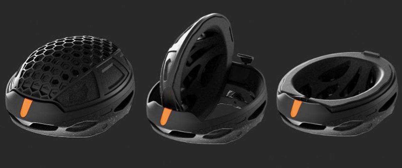 上半分がクルっと回転して半分の厚みになる自転車用ヘルメット デザインは元アストンマーティンの技師 ギズモード ジャパン