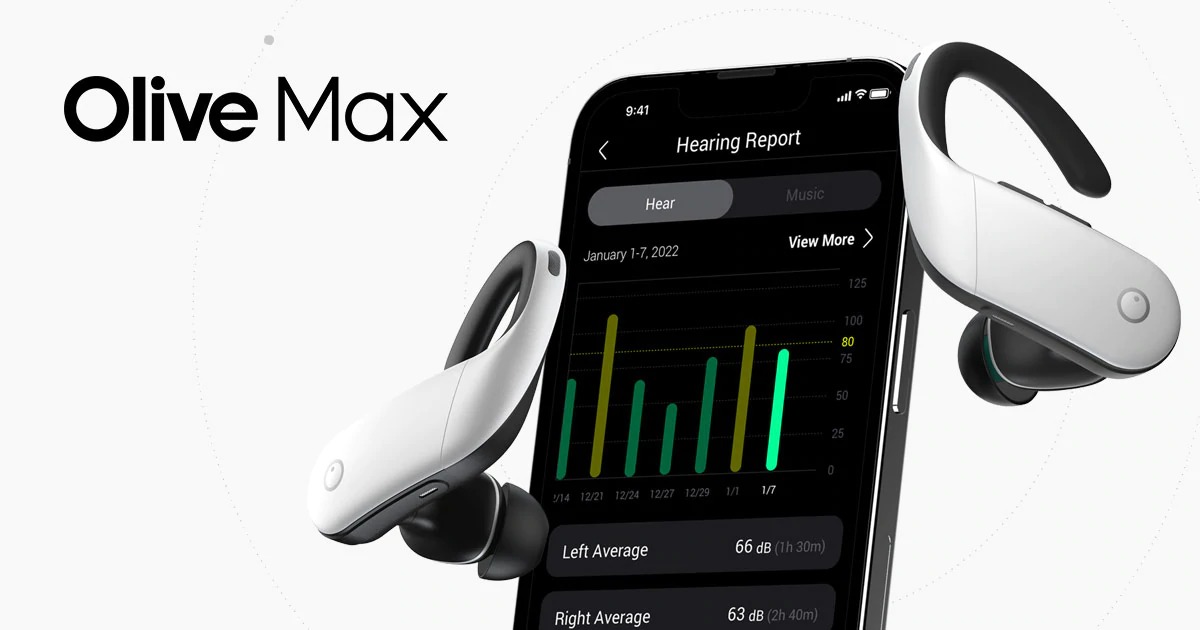 イヤホンであり補聴器でもある「Olive Max」。自分に合った聞こえかた