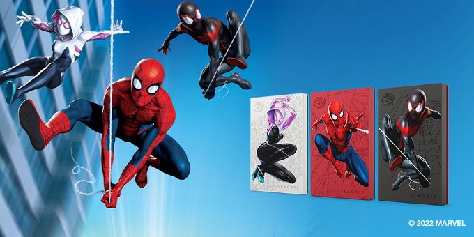 Seagateからスパイダーマンの外付けHDDが3種登場。RGBライトが光る