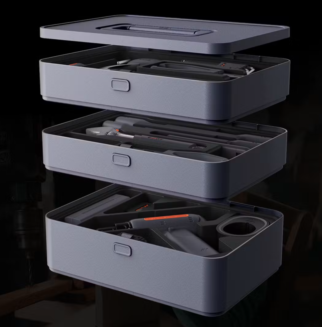 まるでおせちみたい！ 三段重のスタイリッシュな工具セット「JIMIBOX