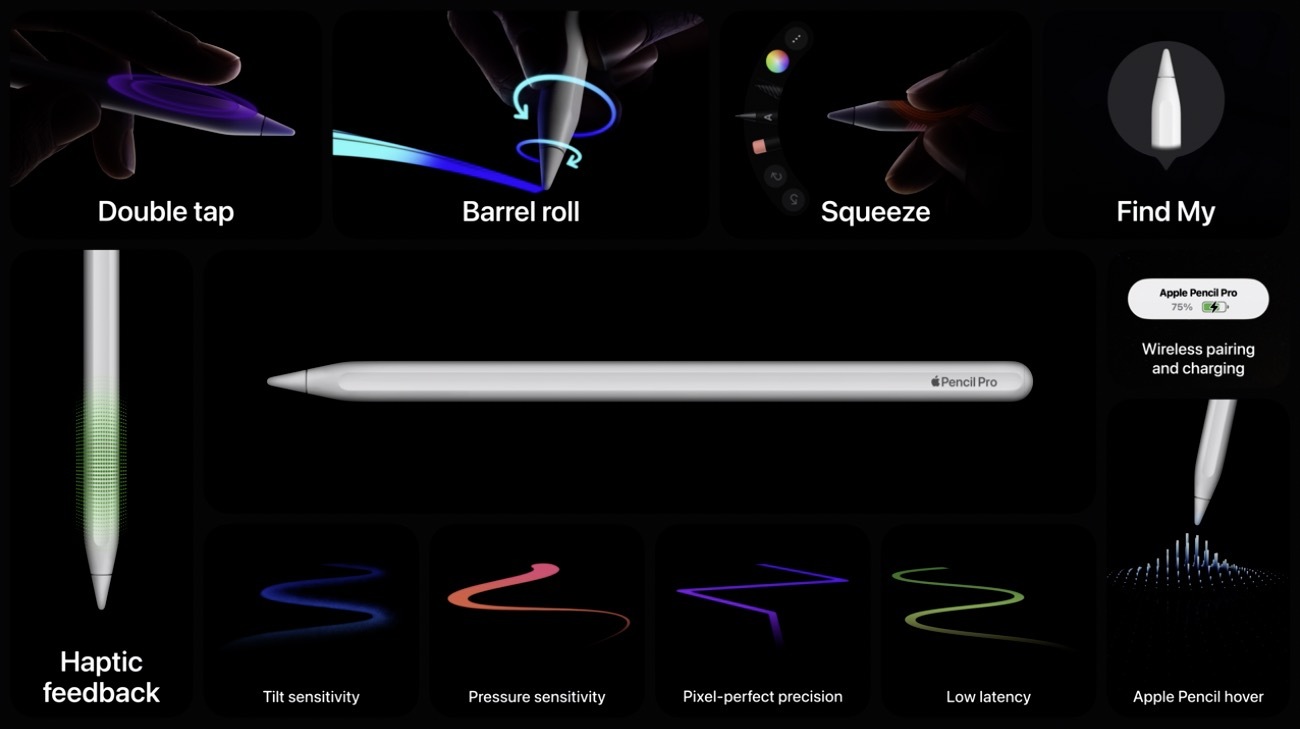Apple Pencilに新型「Apple Pencil Pro」。豊富なセンサーで新しい描き