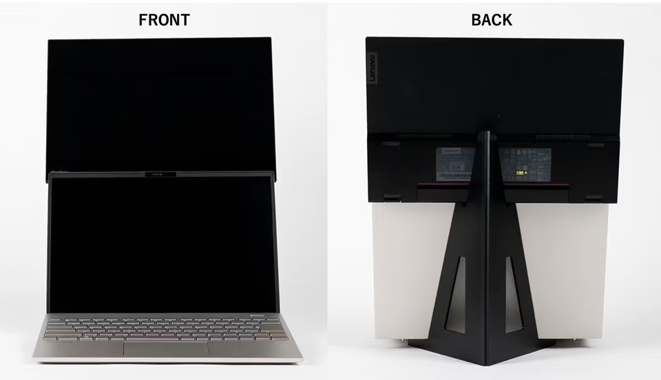 モニター縦置き設置の革命児。「WING BINDER」で生産性アップ、10秒で