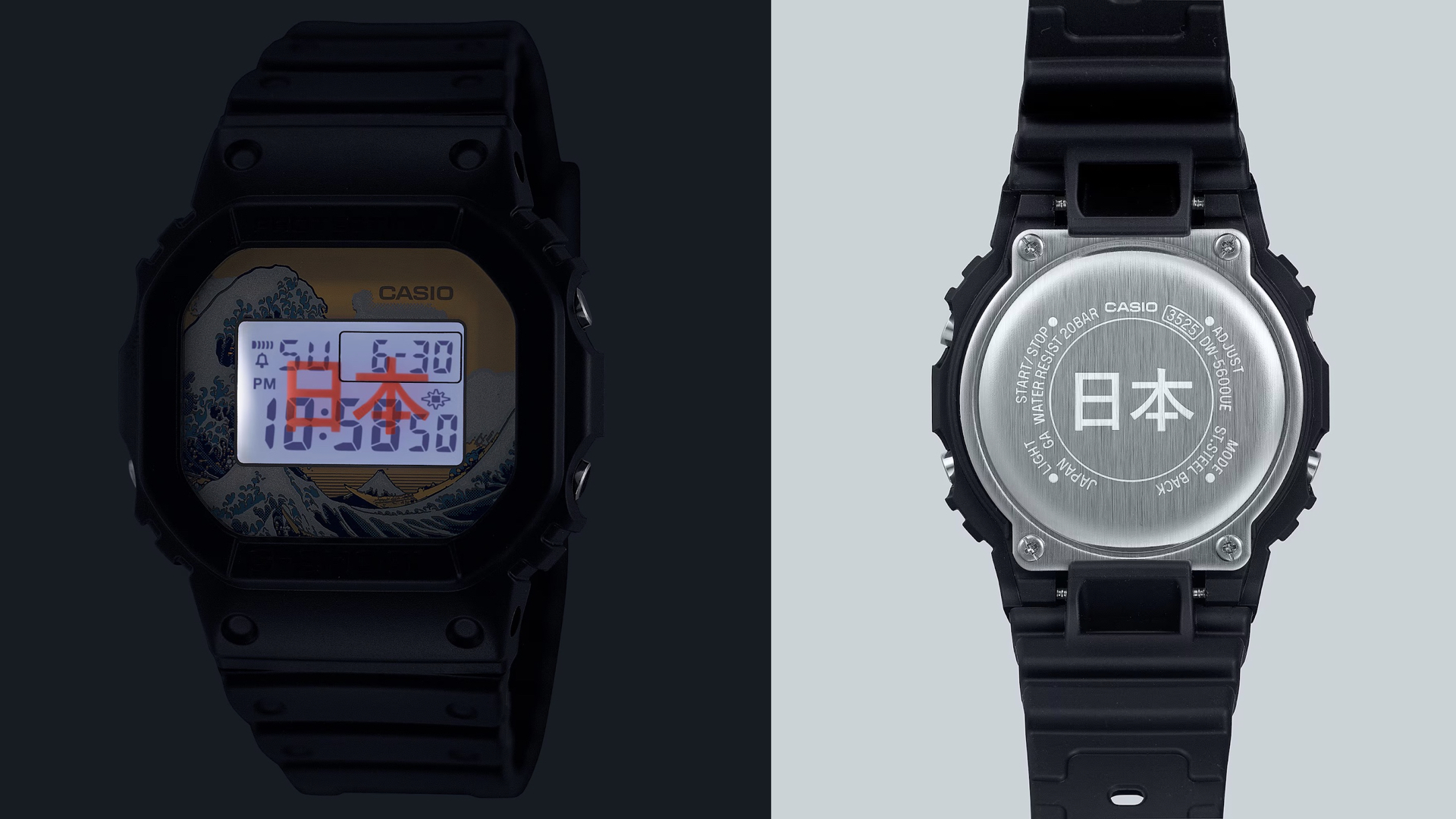 G-SHOCKの定番デジタル「DW-5600」に、“北斎デザイン”登場