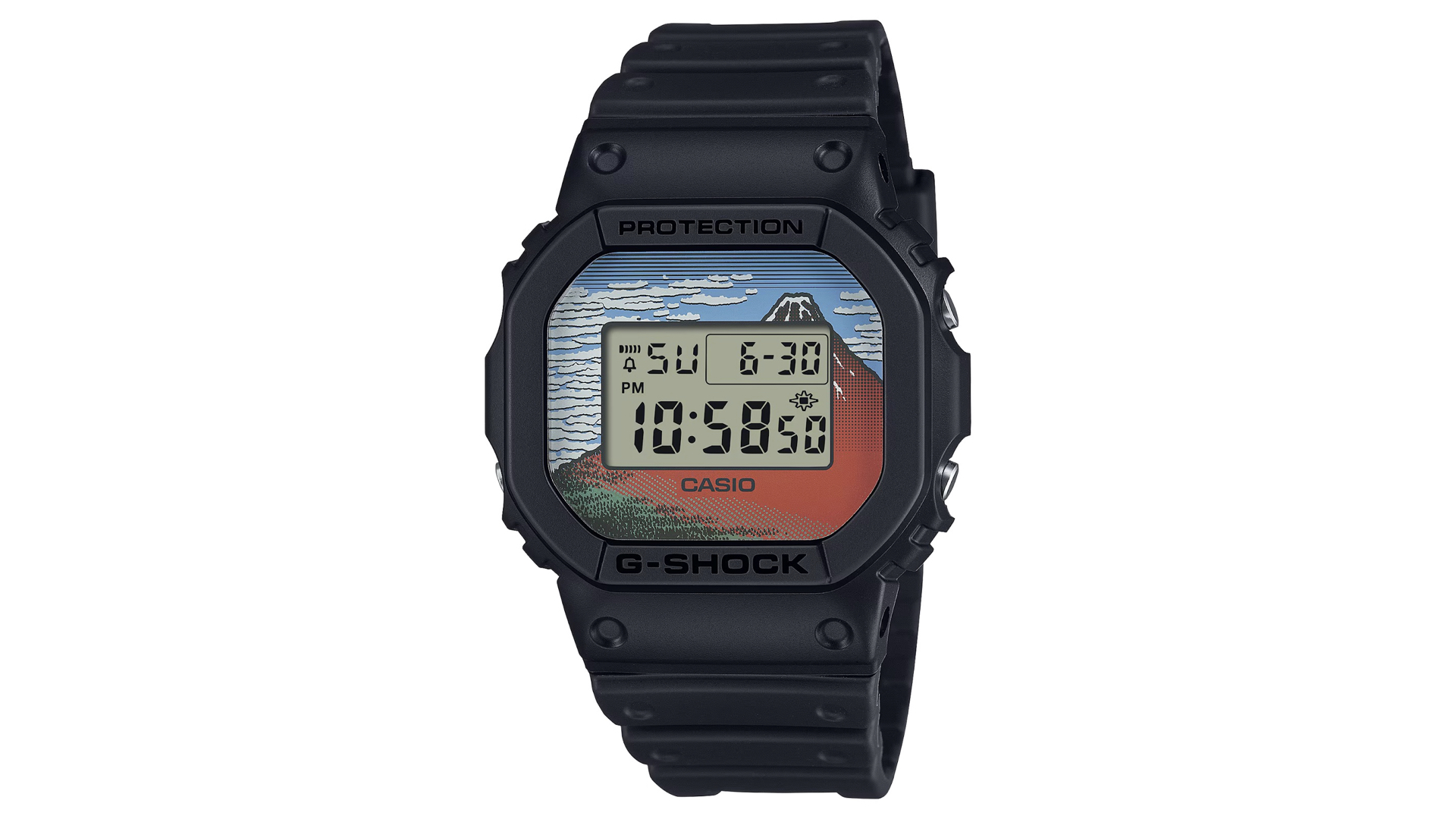 G-SHOCKの定番デジタル「DW-5600」に、“北斎デザイン”登場