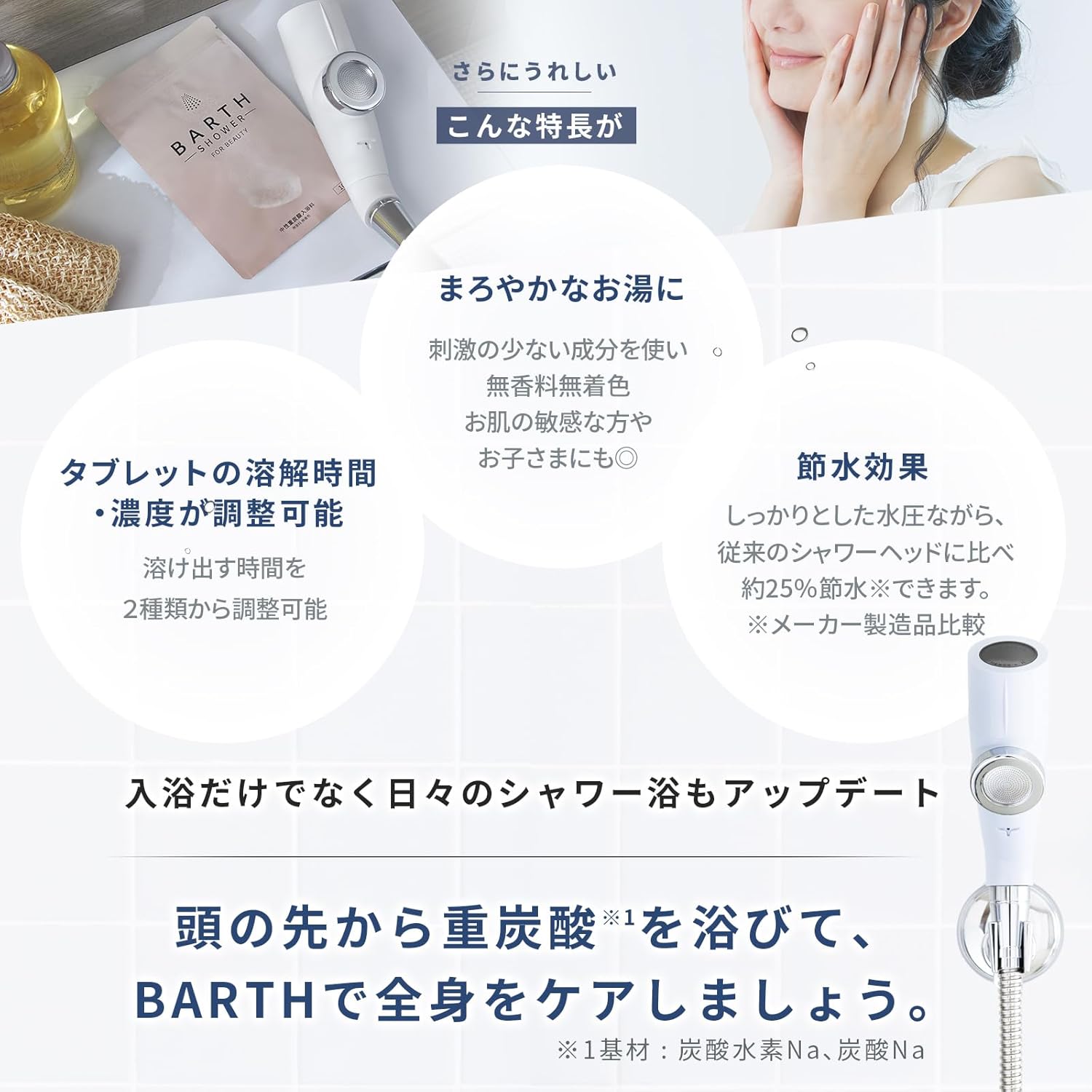 重炭酸バブルシャワー」の新感覚。BARTHで毎日のバスタイムを