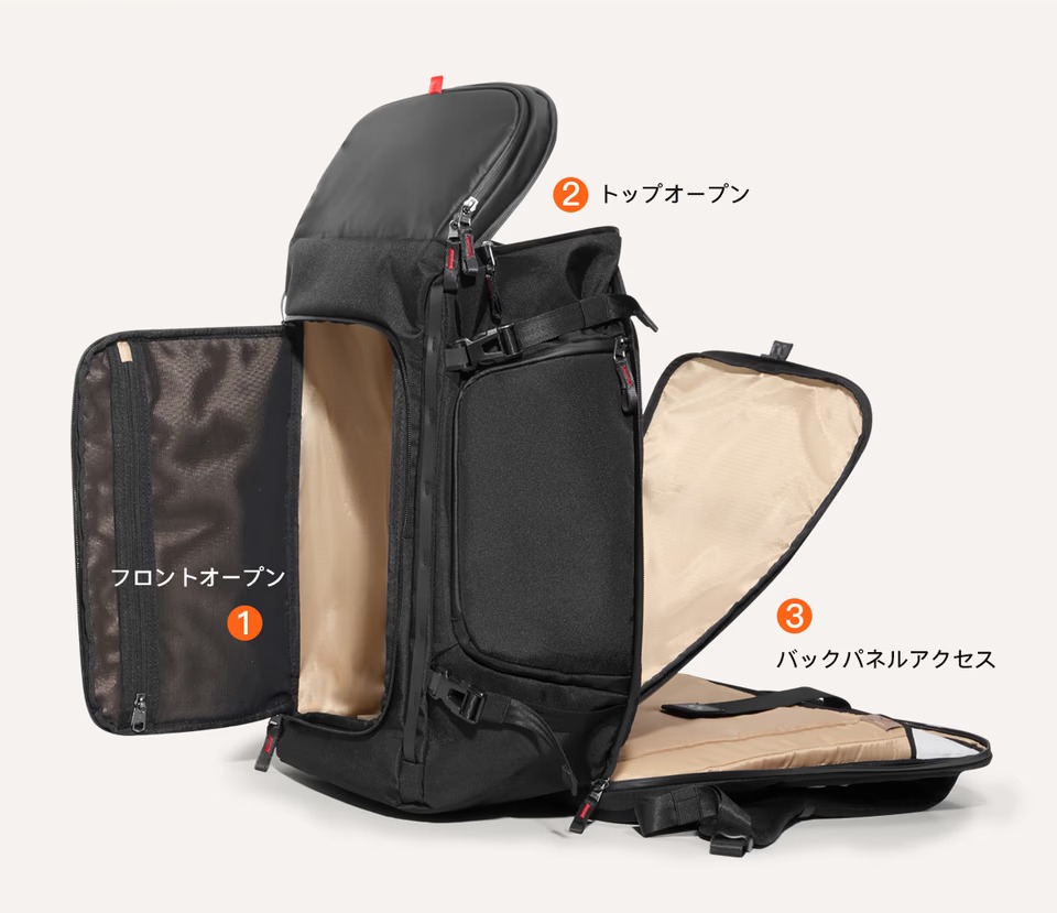 ポケット23個は伊達じゃない。ガジェットも着替えも飲み込む40Lバック