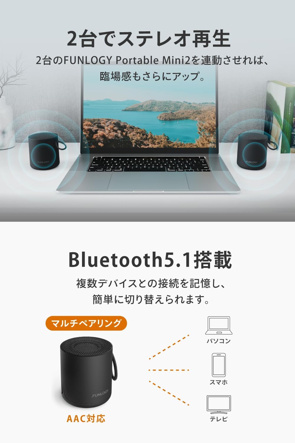 迫力の重低音×防水のFUNLOGY製超小型スピーカーが1,000円台