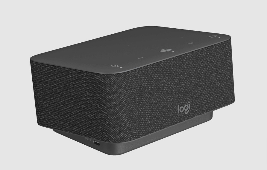 ウェブ会議で活躍するスピーカーフォンの「Logi Dock」。ドッキング