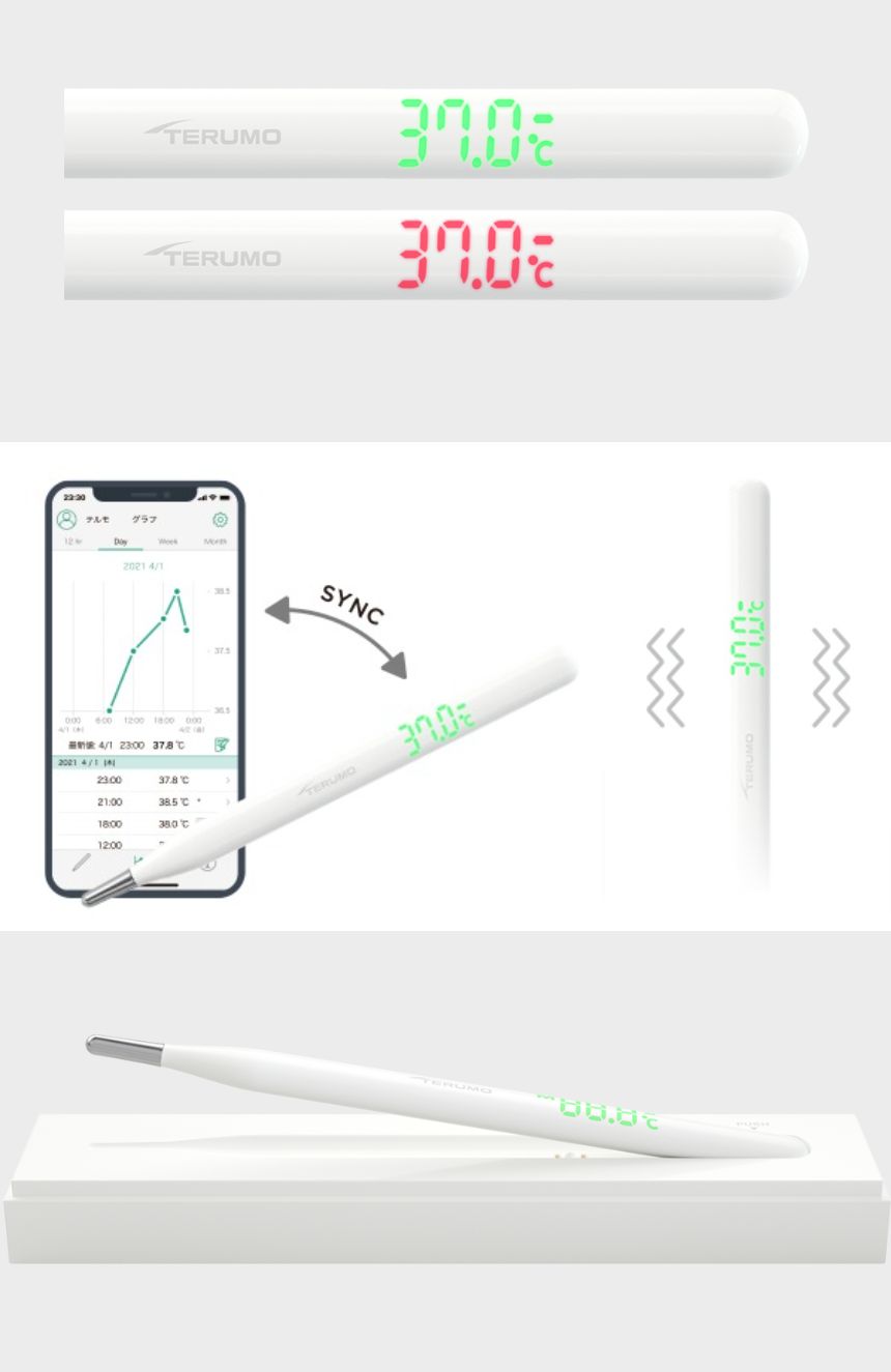 ⽔銀型でも高機能。テルモ100周年記念のスマート電子体温計