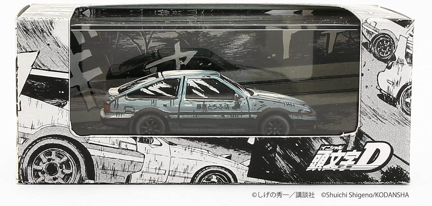 漫画風に塗装された『頭文字D』のミニカー。アドレナリンどっぱどぱだ