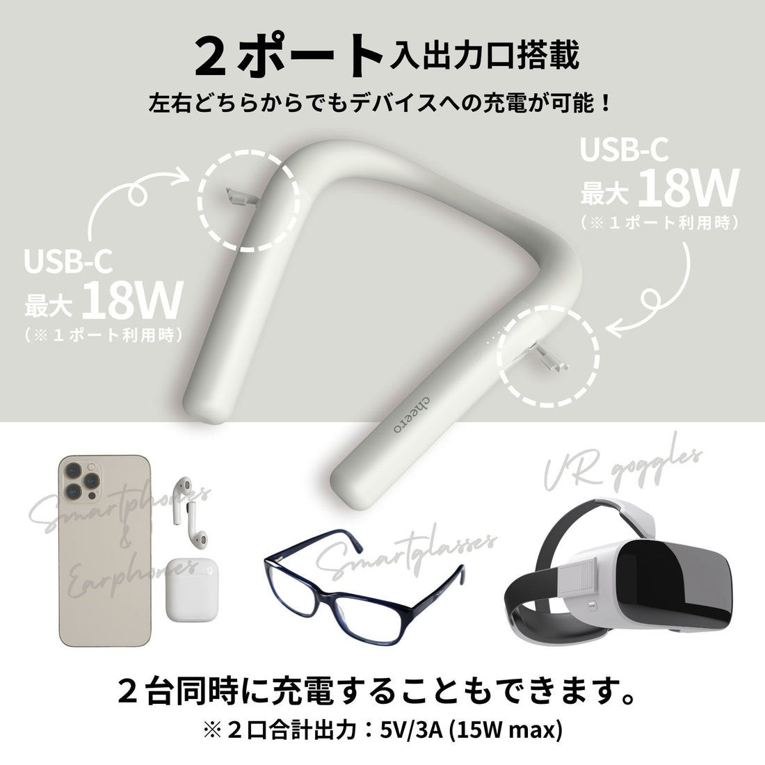 SYNC ワイヤレスヘッドセット 充電器・バッテリー付き 引き算の美学。VRヘッドセット専用の首掛けバッテリーがグッドアイデア