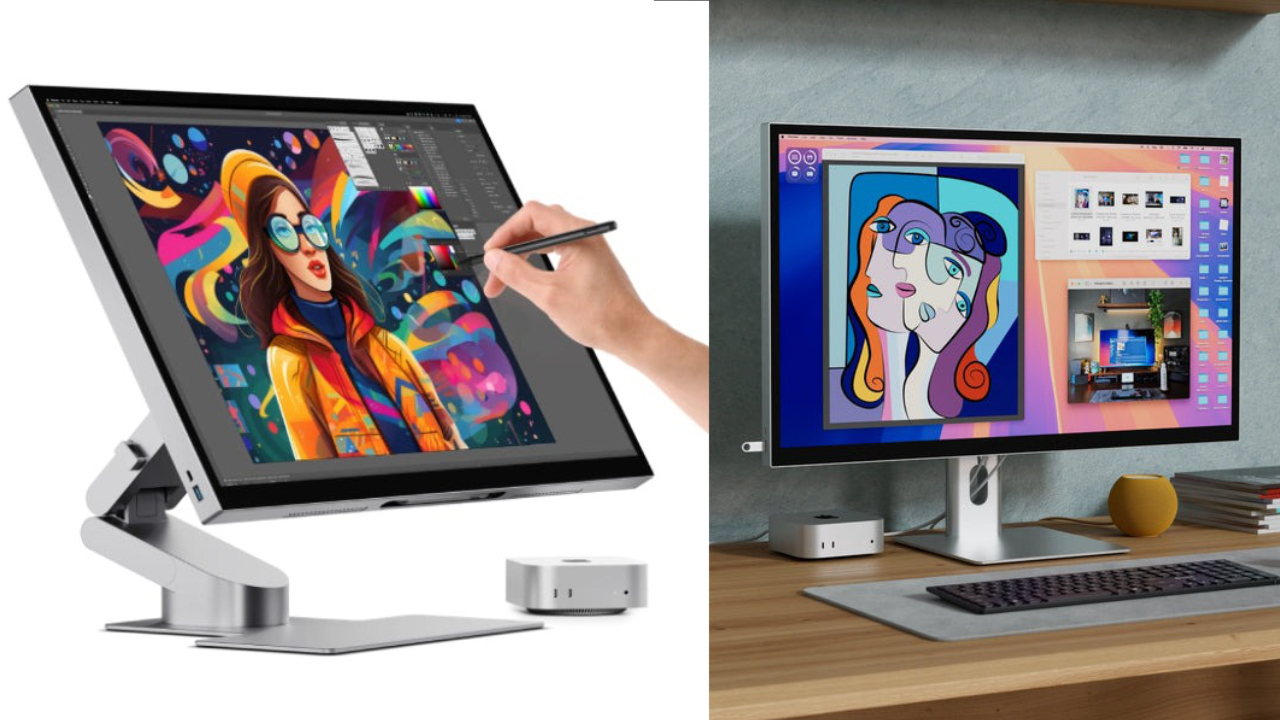 モニター、スティックPC、キーマウ、SD、手軽に始める4点セット！！ 指で触れる32インチ4Kモニター、Mac miniと合体するスタンドが天才的