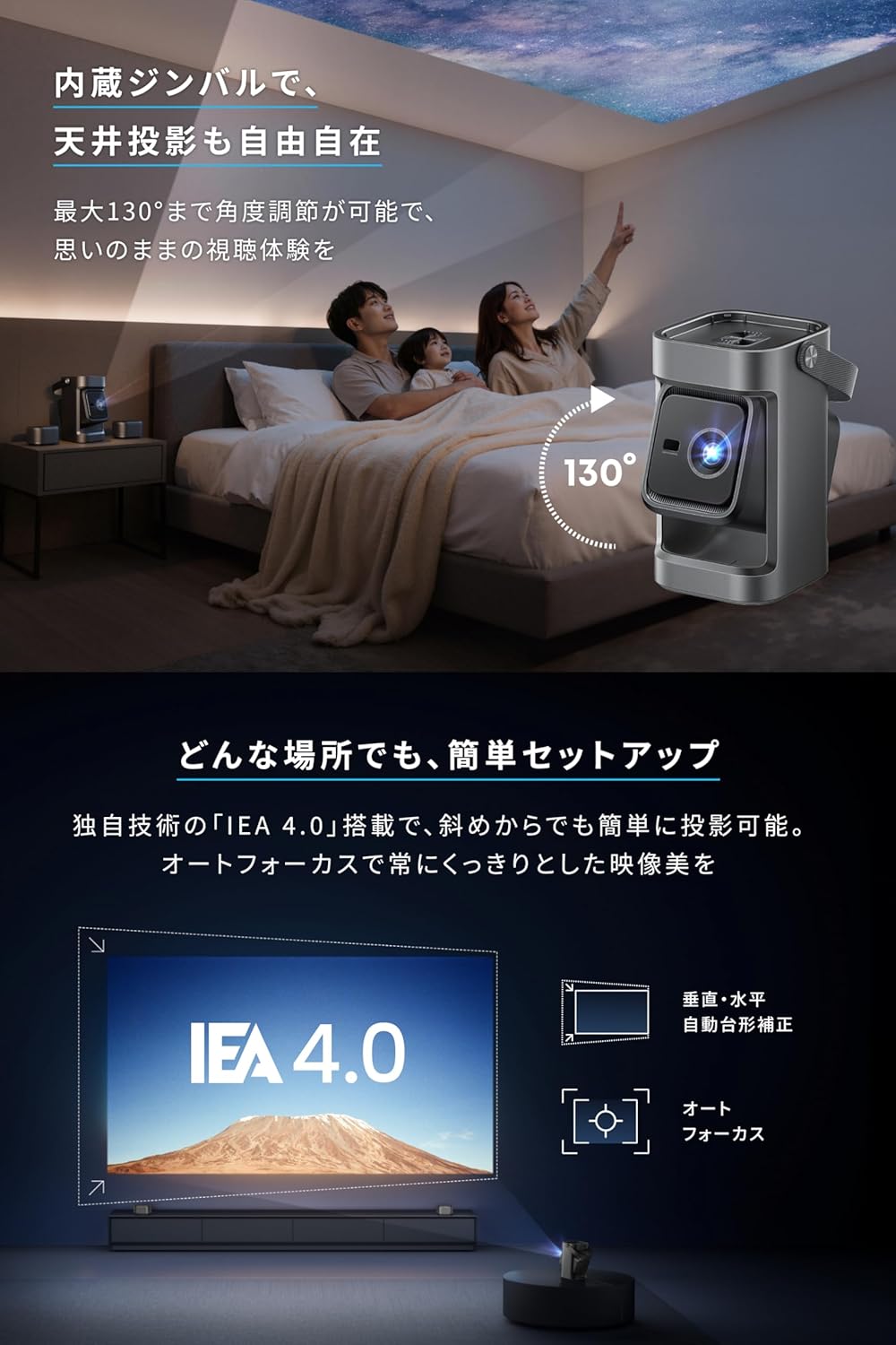 今日はどこに映そうかな～。Ankerの「自由度高」新作プロジェクターが3