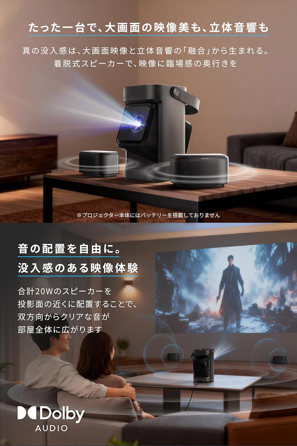 今日はどこに映そうかな～。Ankerの「自由度高」新作プロジェクターが3