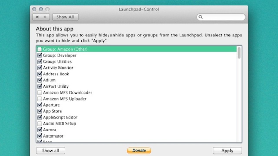 Launchpadで表示するアプリを管理できる『Launchpad Control』