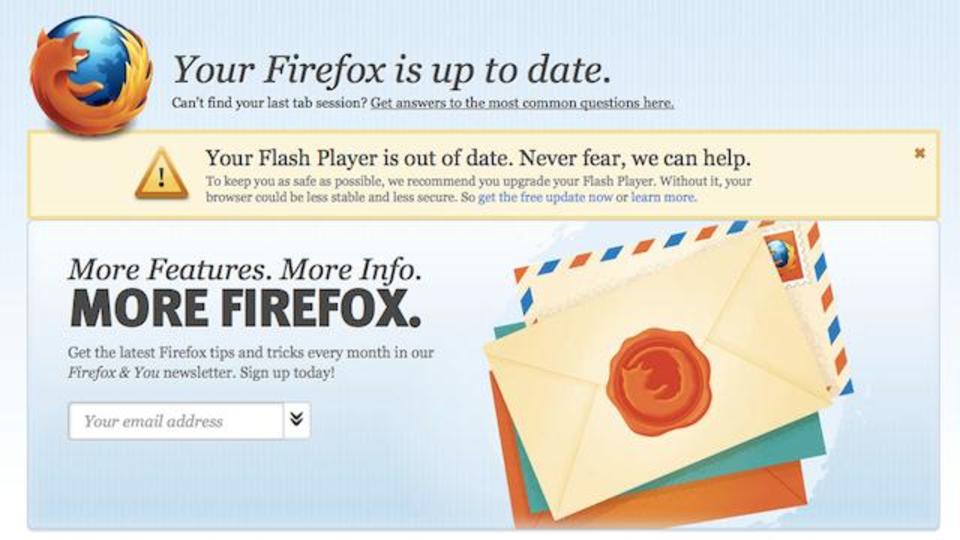 Firefoxがアップデートする度に更新ページが開かないようにする裏技