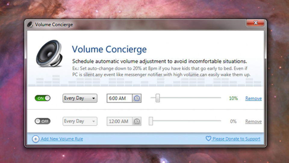 時間帯に応じてPCの音量を自動調整してくれるフリーアプリ『Volume Concierge』