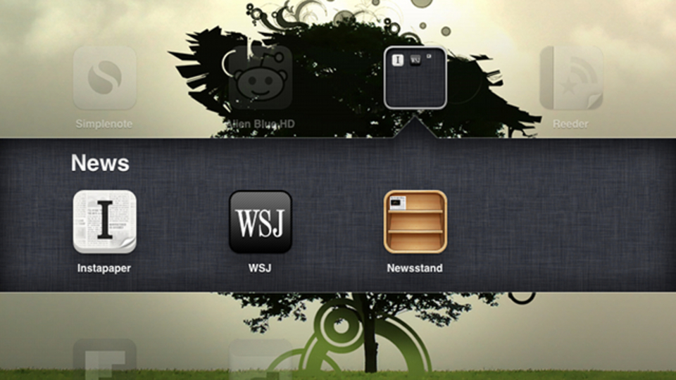 iOS 5の『Newsstand』をフォルダに入れる方法