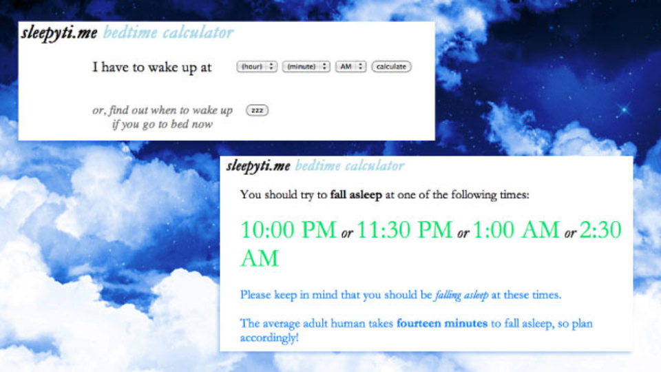 快適な目覚めのために睡眠サイクルを計算して眠る時間を教えてくれる「Sleepyti.me」