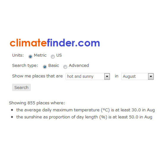 世界中の各月の気候を調べられるサービス「Climate Finder」